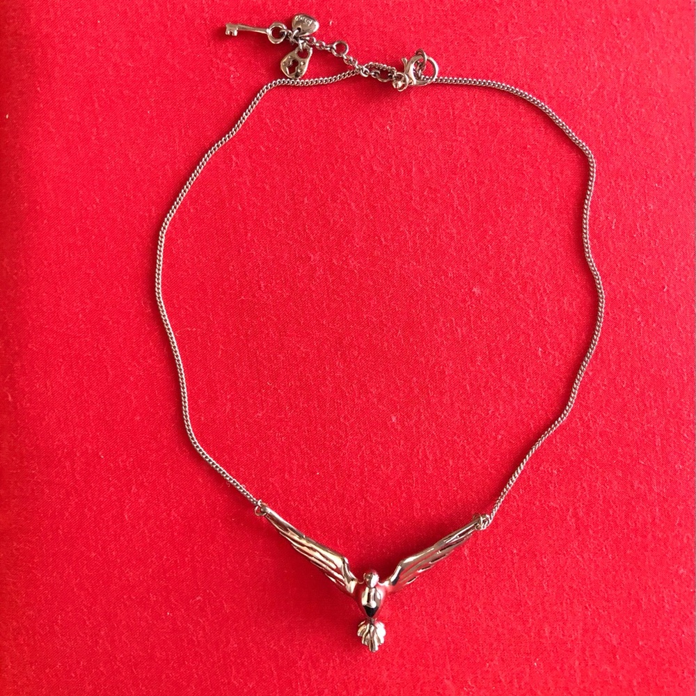 Eagle necklace, rose gold, single skinny chain.